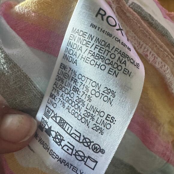 Roxy Handmade Life Stripe Shorts | Women’s Mid-Rise | Cotton Linen Blend - Picture 6 of 6